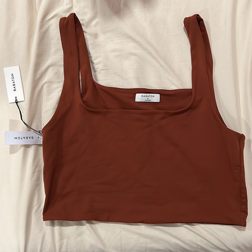 Aritzia Babaton XL Countour Squareneck tank in rich copper